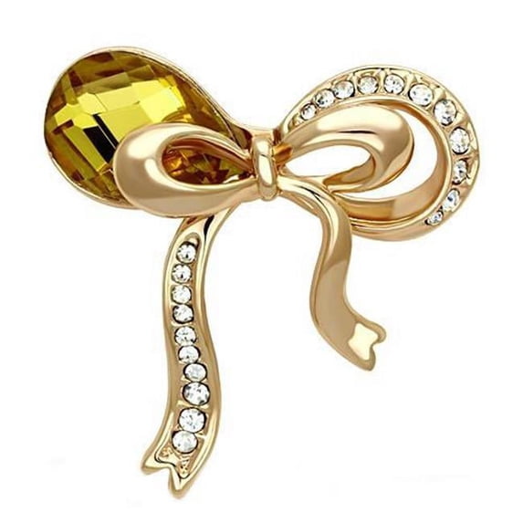 Women Flash Rose Gold White Metal Brooches with Synthetic in Topaz