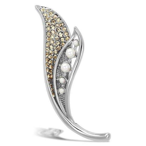 Women Flash Rose Gold White Metal Brooches with Synthetic in White