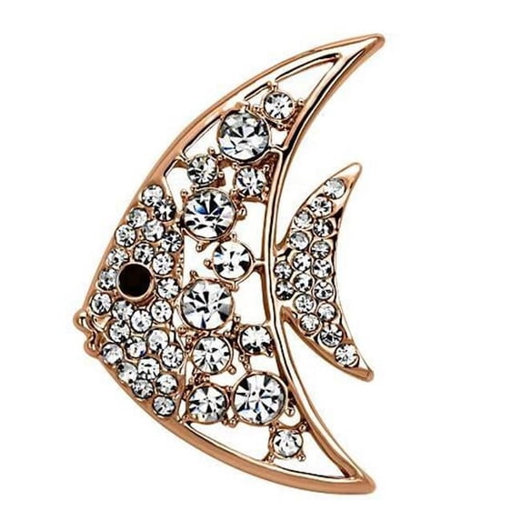Women Flash Rose Gold White Metal Brooches with Top Grade Crystal in Clear