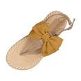 thumbnail image 1 of Women Flat Flip Flops Thong T-Bar Strap Flats Summer Bowknot Gladiator Sandals Bohemian Non-slip Sandals Open Toe Casual Beach Shoes Outdoor Thong Sandals Ankle Strap Shoes US Sale, 1 of 4