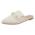 thumbnail image 1 of Women Flat Mules Pointed Toe Slip On Slides Buckle Detail Backless Loafers Comfortable Casual Shoes, 1 of 7