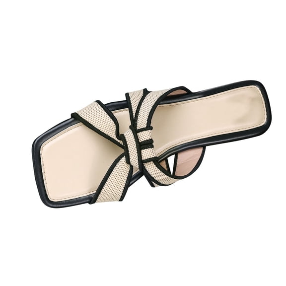 Women Flat Sandals Slip On Comfortable Square Open Toe Slides Vacation Shoes Women's Flat Sandals Square Toe Slide Sandals Braided Sandals for Vacation