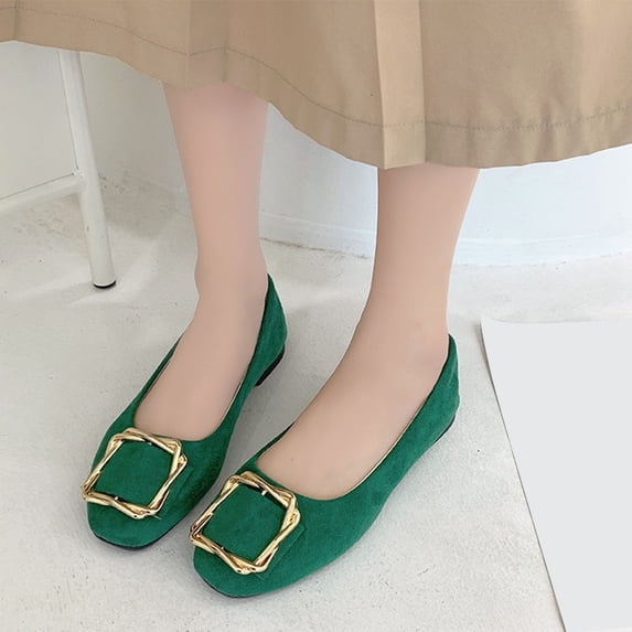 Women Flat Shoes Mesh Breathable Casual Lightweight Slip On Shoes Soft Sole Extra Comfort Wide Fit Running Sneakers Sport Outdoor Green 8.5