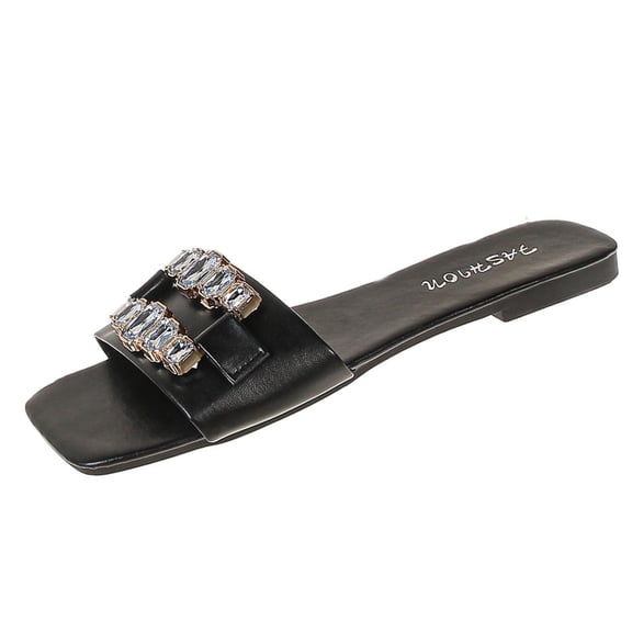 Women Flat Slippers Summer Trendy Color-Block Casual Odor-Resistant Flip Flops Beach Vacation Sandals Black