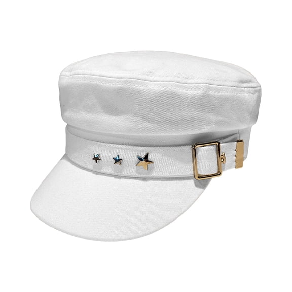 Women Flat Top Baseball Hat Cadet Caps Sun Hat Wide Brim Visor Hats Newsboy Cap for Running Hiking Walking Camping Cycling White