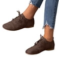 thumbnail image 1 of Women Flat Walking Shoes Casual Round Toe Non Slip Lace up Dressy Oxfords Comfortable Business Work Retro Lightweight Leather Sneakers Brown Size 10.5, 1 of 5