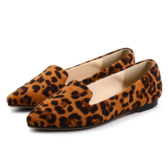 Women Flats Comfortable Pointed Toe Ballet Flats,Leopard 11