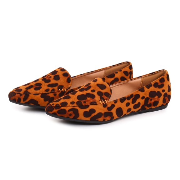 Women Flats Comfortable Pointed Toe Women Loafers,Leopard 11
