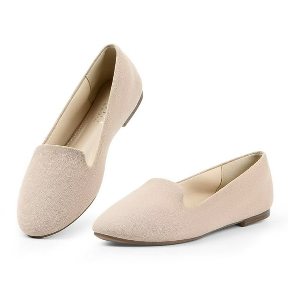 Women Flats Comfortable Round Toe Women Loafers,Beige 10