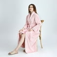 thumbnail image 1 of ZZWXWB Robes For Women Women Solid Thicken Velvet Robe Bathrobe Gown Pajamas Sleepwear Pocket Waistband Pink M,ac1327, 1 of 5