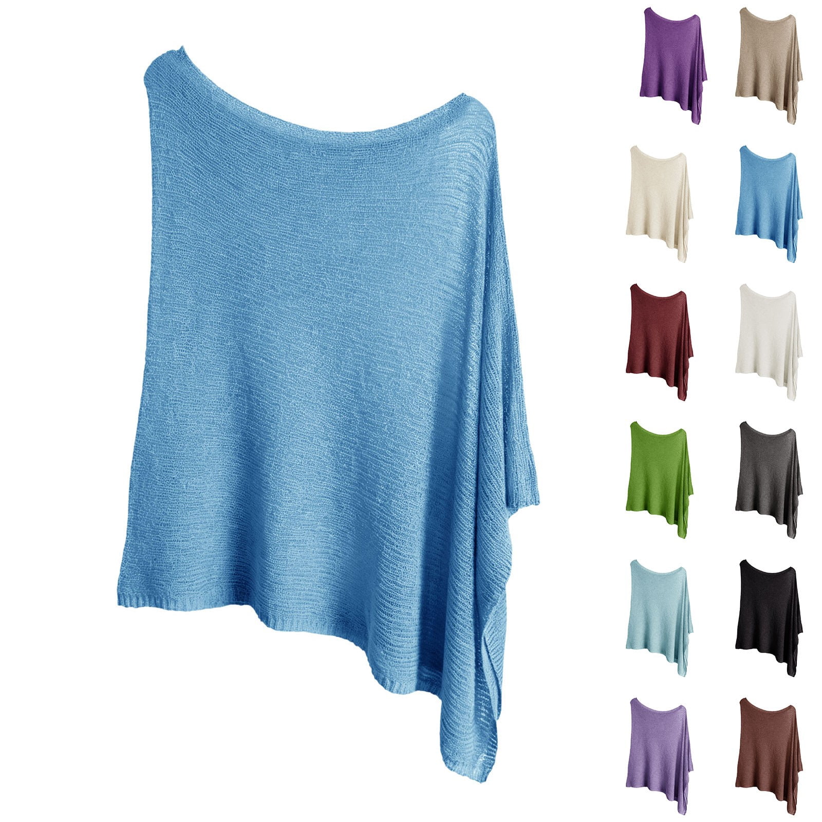 Women Fleece Cape Lightweight Knit Shawl Elegant Mesh Cover Up Travel ...