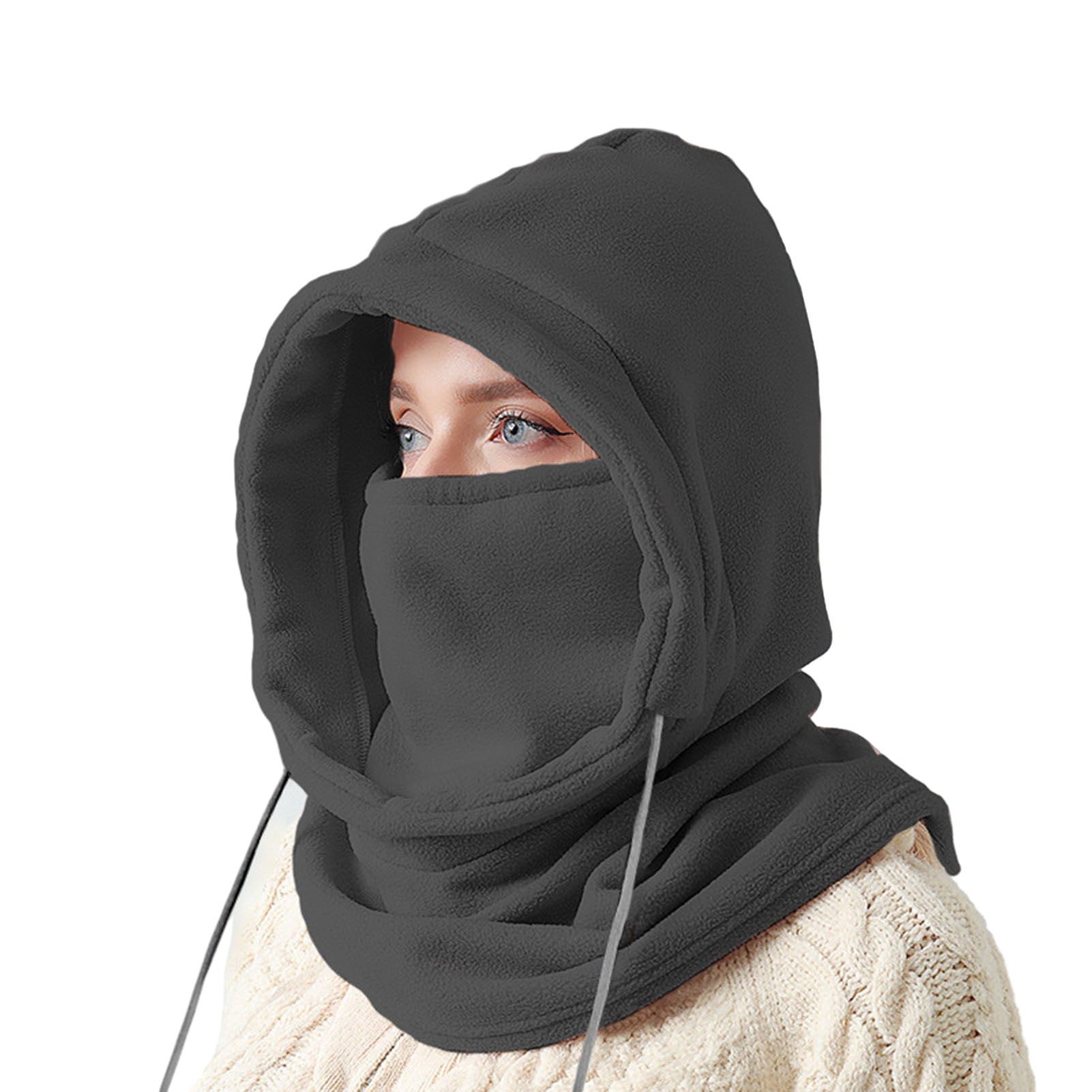 Women Fleece Cycling Hat Scarf Drawstring Camping Cycling