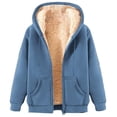 thumbnail image 1 of Women Fleece Hoodie Sherpa Lined Zip Up Hooded Sweatshirts Jacket Thick Long Sleeve Winter Thermal Coats With Pockets, 1 of 4