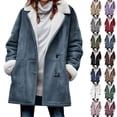 thumbnail image 1 of Women Fleece Jacket Coat Plus Size Winter Warm Quilted Jackets For Women Long Sleeve Floral Soild Puffer Jacket Coats With Pockets, 1 of 6