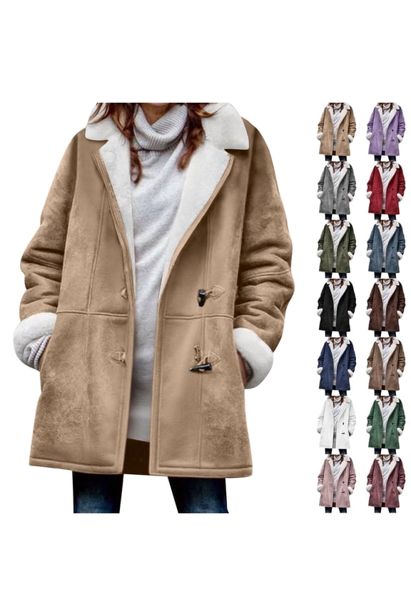 Women Fleece Jacket Coat Plus Size Winter Warm Quilted Jackets For Women Long Sleeve Floral Soild Puffer Jacket Coats With Pockets