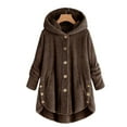 thumbnail image 1 of Women Jacket Long Sleeve Button Down Hooded Jacket Comfort Warm Jacket Fall Jackets Winter Coats, 1 of 3