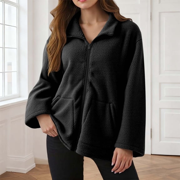 Women Fleece Jacket Long Sleeve Zip Up Jacket Soft Warm Jackets Women's Fall Jackets Women Coat
