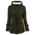 thumbnail image 1 of Women Fleece Jacket With Hood Fashion Horn Button Winter Warm Thicken Coat Long Soft Windbreaker Insulated Overcoat, 1 of 4