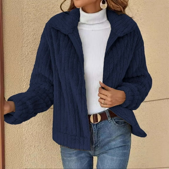 Women Fleece Jacket Zipperr Long Sleeve Comfort Warm Fleece Jacket Fall Clothes Women Jacket