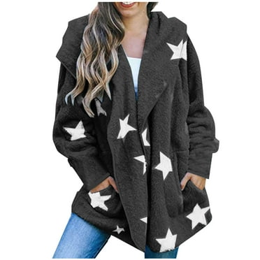 Women Fleece Jackets Plus Size,Womens Zip Up Hoodies Lightweight Fleece Lined Fall Winter Coats Comfy Warm Plus Size Sherpa Jackets with Pockets Black XXL