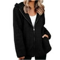 thumbnail image 1 of Women Fleece Jackets with Pockets Fashion Oversized Hooded Long Sleeve Soft Zip Up Teddy Bear Outwear Coat for Outdoor, 1 of 5