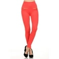 thumbnail image 1 of Women Fleece Leggings Mid Waist Strechy Running Sports Pants with Zippers - (Coral), 1 of 5