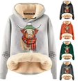 thumbnail image 1 of Women Lined Highland Cow Hoodie with Plaid Scarf and Fuzzy Hem Drawstring Winter Warm Cozy Pullover Sweatshirt Top, 1 of 4