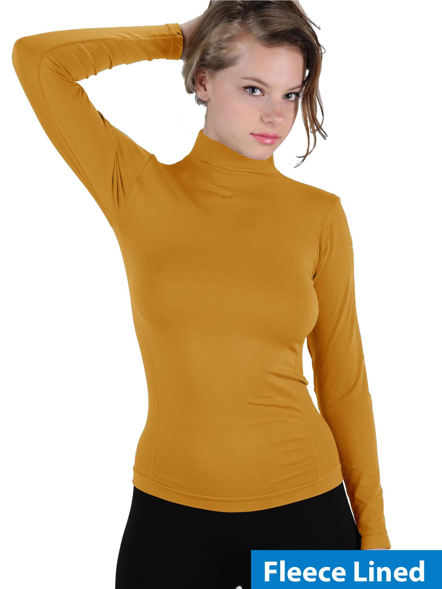 Fleecewear With Stretch Long Sleeve Mixed Media Mock Neck Shirt