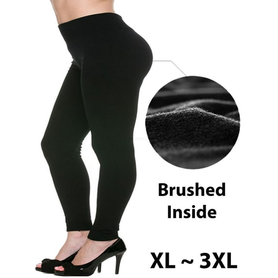 Women Fleece Lined Plus Size Full Length Legging Thick Warm Winter Thights Pants XL 2XL 3XL