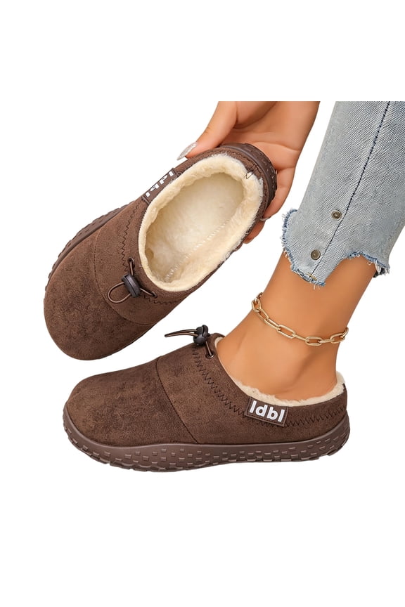 Women Fleece Lined Slip On Closed Back Mule Slippers, Soft Woven Outer Fabric, Thick Warm Plush Lining, Lug Anti Slip Outsole, Cozy Indoor Footwear for Fall Winter Bedroom Daily House Chores,Brown 6