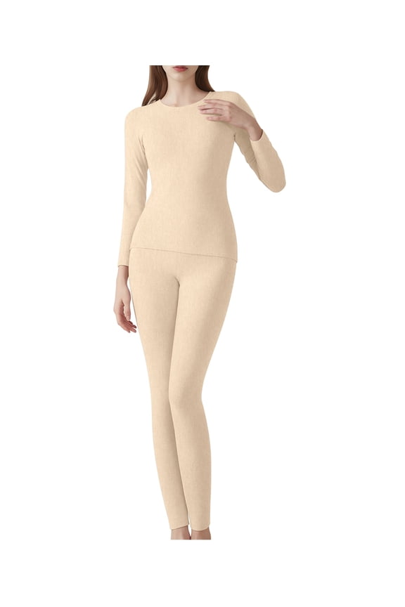 Women Fleece Lined Thermal Base Layer Set - Long Sleeve Shirt & Leggings for Cold Weather Skin XXL