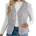 thumbnail image 1 of Women Fleece Lined Vest Lightweight V Neck Button Down Solid Color Sports Vest Coat Trendy Cute Fall Sport Outerwear, 1 of 9