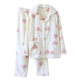 thumbnail image 1 of Women Fleece Pajama Set, Trendy Heart Graphic Turn-Down Collar Long Sleeve Soft Comfy Pj Sets House Wear, 1 of 5
