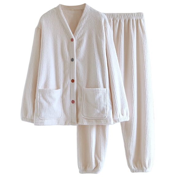 Women Pajamas Long Sleeve Cozy Lounge Sleepwear and Pants 2 Piece Winter Pjs for Women Set