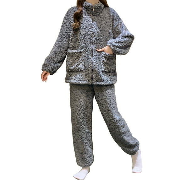 Women Pajamas Long Sleeve Soft Sleepwear Pullover Pants 2 Piece Winter Outfits Set