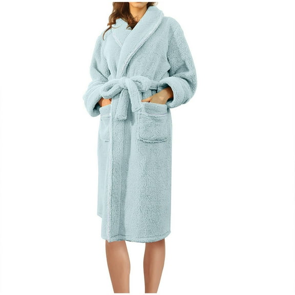 Women Fleece Robe With Waistband,Lightweight Plush Warm Winter Bathrobes for Women Full Length Clearance Sale Mint Green XXXL
