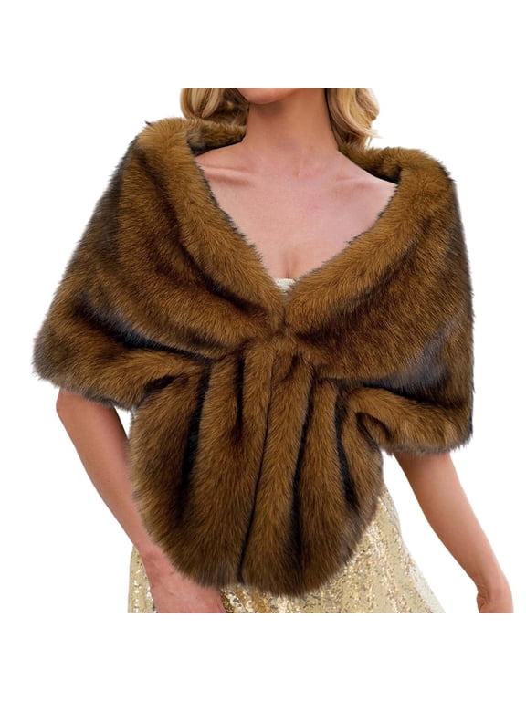 Women Fleece Shawl Wrap, Fluffy Stole Cape, Elegant Shoulder Shrug, Winter Bridal Wrap for Wedding Evening Formal