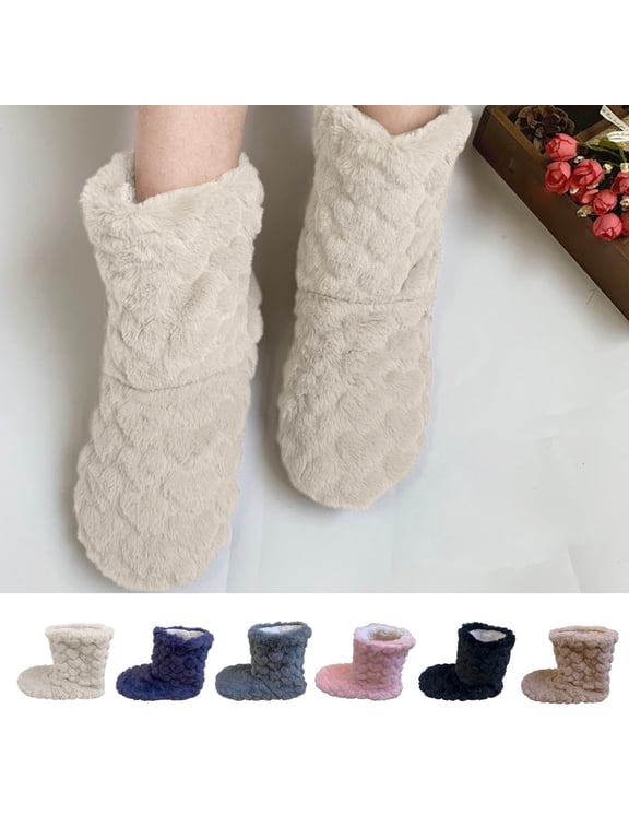 Women Floor Boots Warm Indoor Slippers Girl Warm Bootie Sock Home Ankle High Boots Noiseless Sock Shoes Flat Non- Slipper