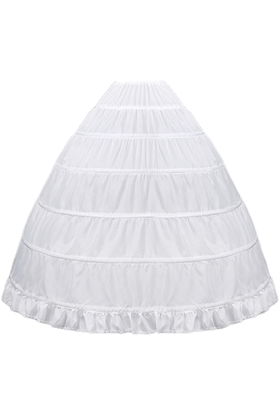 Women Floor-Length Full A-Line Crinoline 6 Hoop Bridal Wedding Dress Slip Petticoat Gown Long Skirt Drawstring Waist Hem Big Underskirt