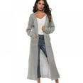thumbnail image 1 of Women Floor Length Open Front Drape Cardigan Lightweight Long Sleeve Maxi Duster with Pockets,Thin Cable Knit Long Sweater Coats Outerwear Lightweight Duster Sweater,S-2XL Gray, 1 of 8