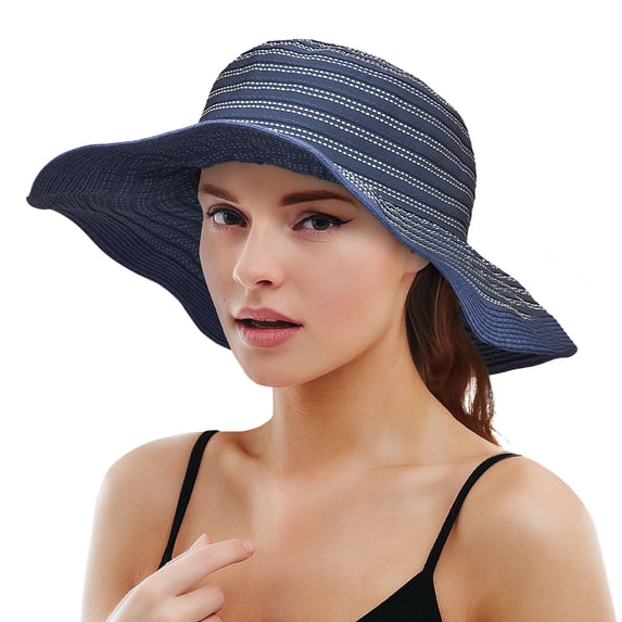 Women Floppy Sun Beach Hats w/ Wide Brim Straw Edge Summer UV Protection Foldable Gardening Hiking Cap by Solaris
