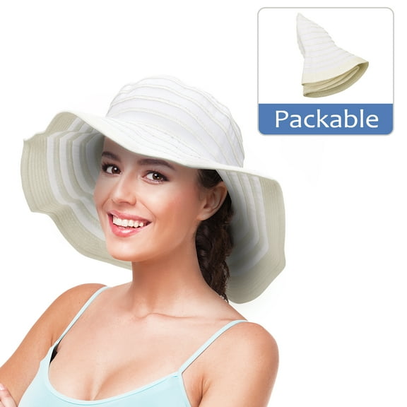 Women Floppy Sun Bucket Hats w/ Wide Brim Straw Edge Summer Beach UV Protection Foldable Gardening Hiking Cap by Solaris