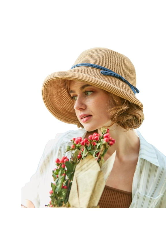 Women Floppy Sun Hat Foldable French Straw Beach Bonnet Cap