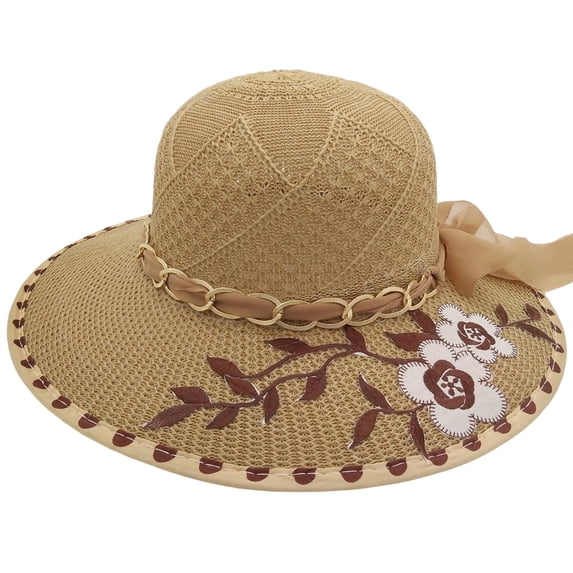 Women Floppy Sun Hat Summer Wide Brim Beach Cap Packable Cotton Straw Hat for Travel