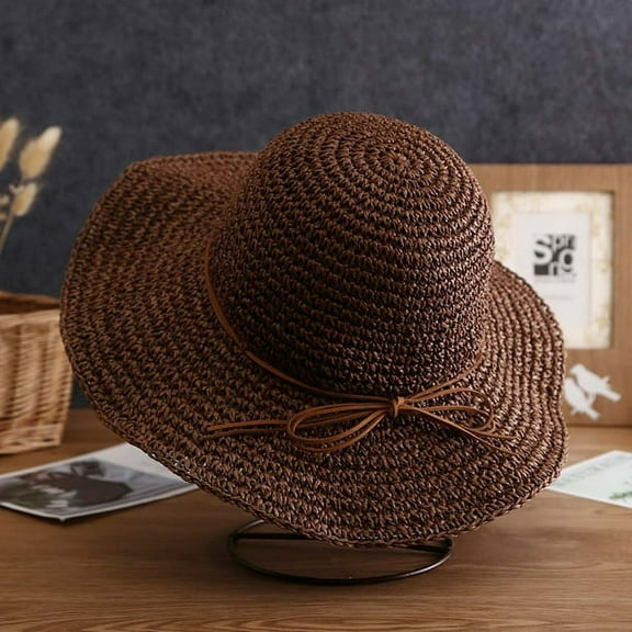 Women Floppy Sun Hat Summer Wide Brim Beach Cap Packable Cotton Straw Hat for Travel