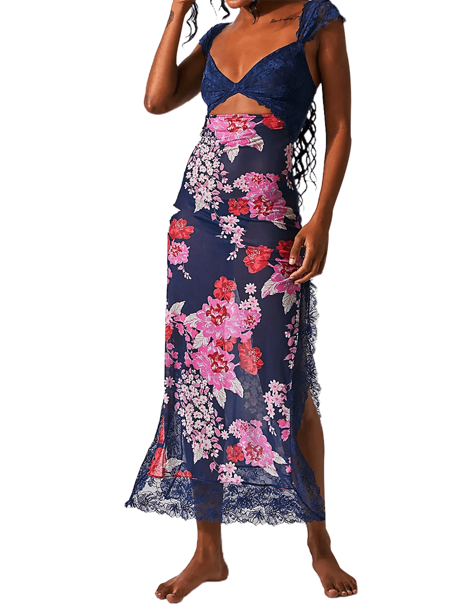 Women's Floral Halter Dress - Sleeveless V-Neck Summer Dress With Pockets & Elastic Waist, 2025 Style - View #4