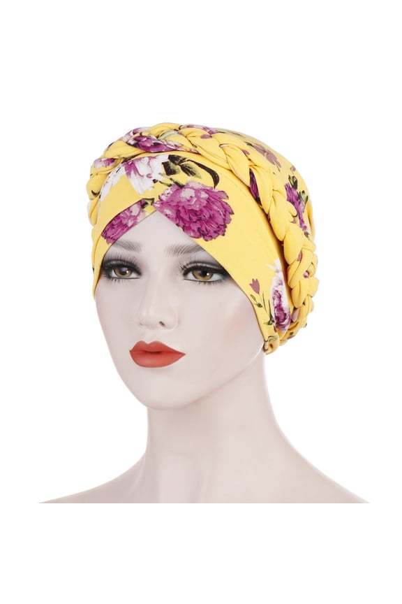 Women Floral Braid India Hat Muslim Ruffle Cancer Chemo Beanie Turban Wrap Cap Baseball Caps Berets for Women