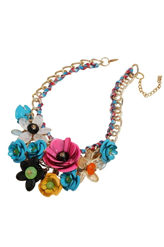 Women Floral Chain Statement Bib Big Necklace Collar Fashion Jewelry