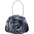 thumbnail image 1 of Women Floral Evening Bag Rose Elegant Satin Small Purses with Detachable Pearl Strap for Wedding, Party, 1 of 8