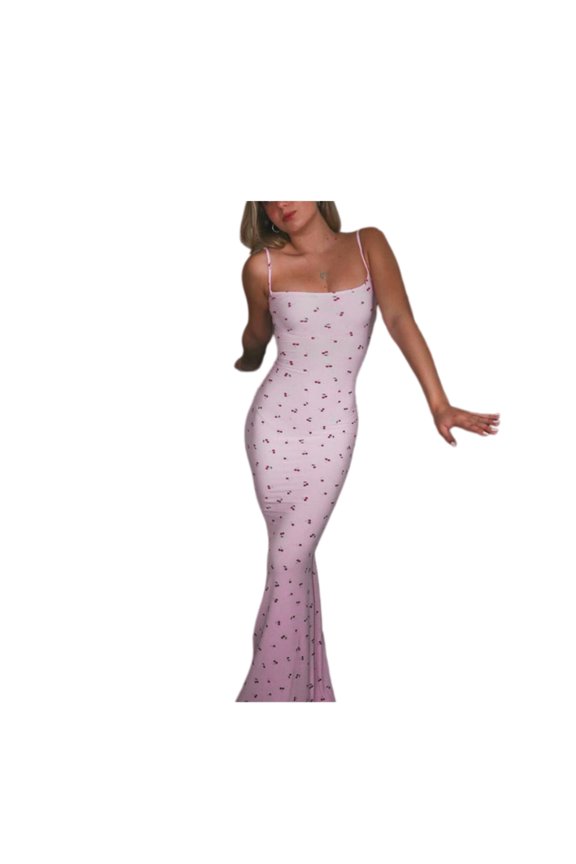 Women Floral Fitted Cami Long Dress Fresh Style